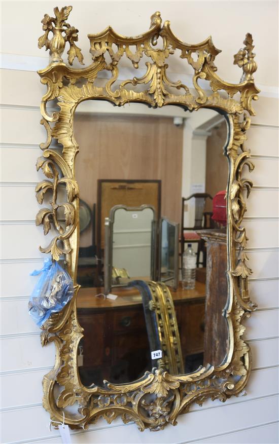 A Chippendale-style giltwood mirror W.70cm